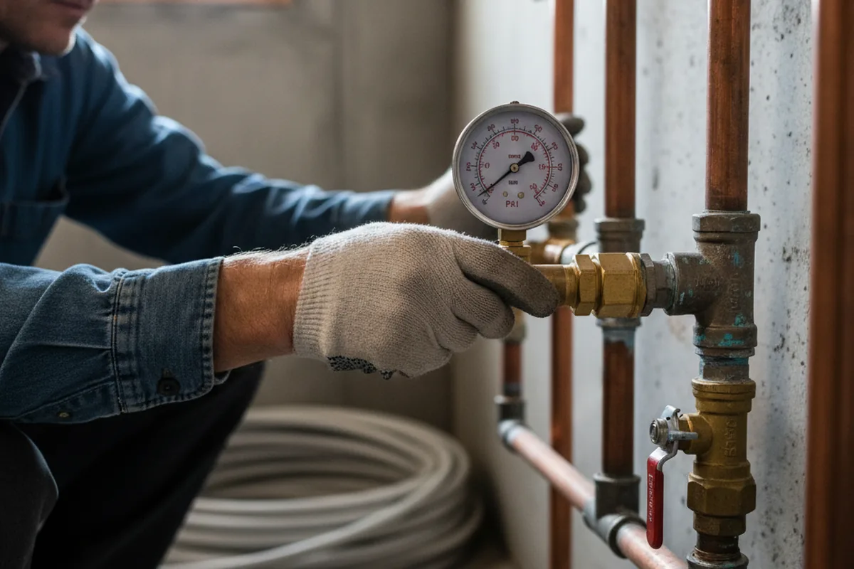 Pressure testing a repaired line during Water Line Repair in Iron City